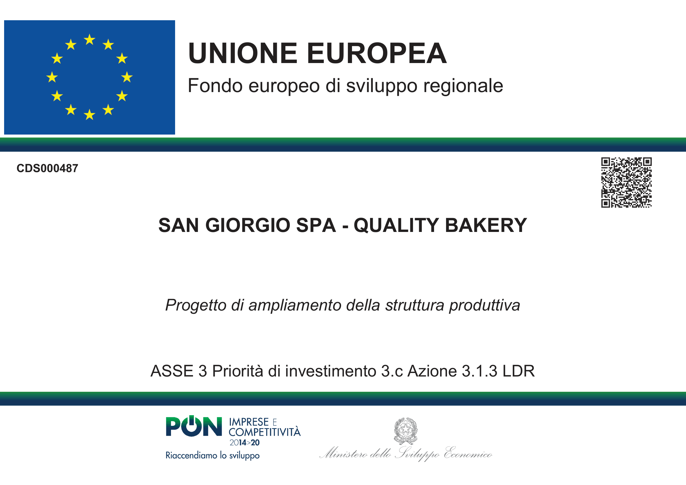 Contratto di Sviluppo CDS487 Quality Bakery